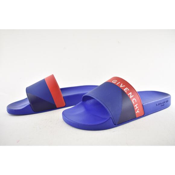 Givenchy Paris Blue Red White Logo Rubber Pool Slide Sandal Flip Flop Flat 44 11